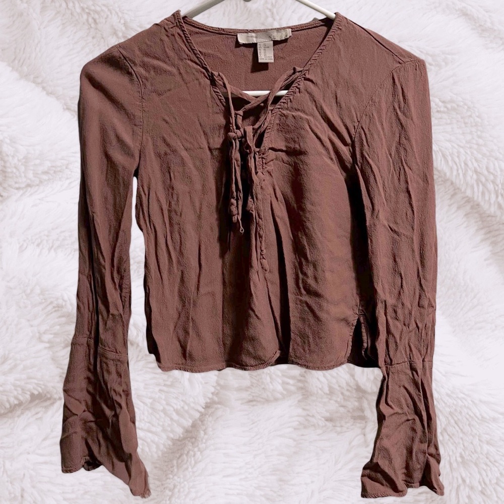 Forever 21 Contemporary Flowy Crop Top w Bell Sleeves